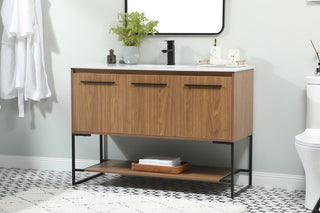 Sue Walnut Brown-Light Bathroom Vanity, Walnut Brown, 48"