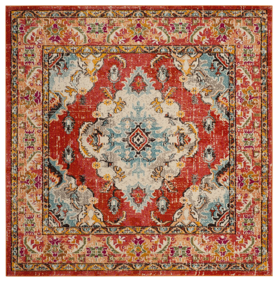 Safavieh Couture Monaco MNC243 Rug, Orange / Light Blue, 11'' Square