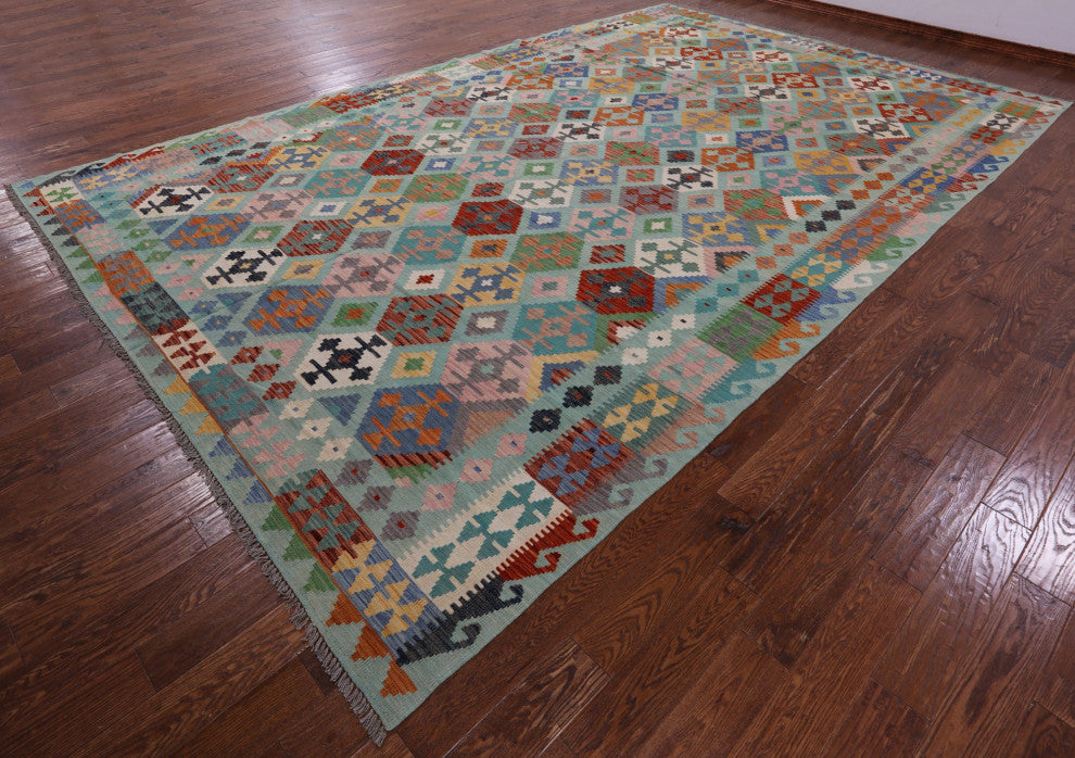 10' 2" X 16' 2" Kilim Flat Weave Wool On Wool Rug - Q12535