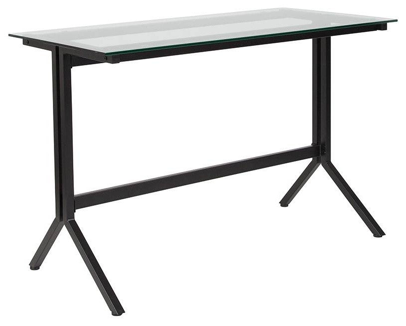 Highland Collection Glass Computer Desk with Black Metal Frame