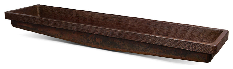 60" Rectangle Skirted Vessel Hammered Copper Sink