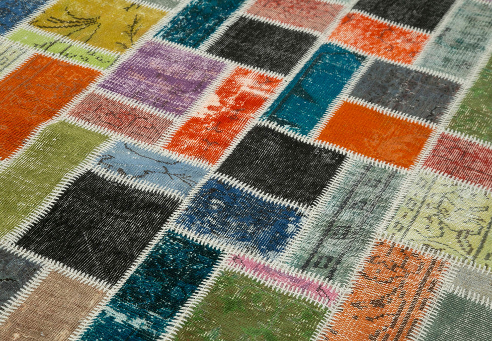 Rug N Carpet - Handmade Turkish 5' 5" x 8' 4" Low Pile  Patchwork Area Rug