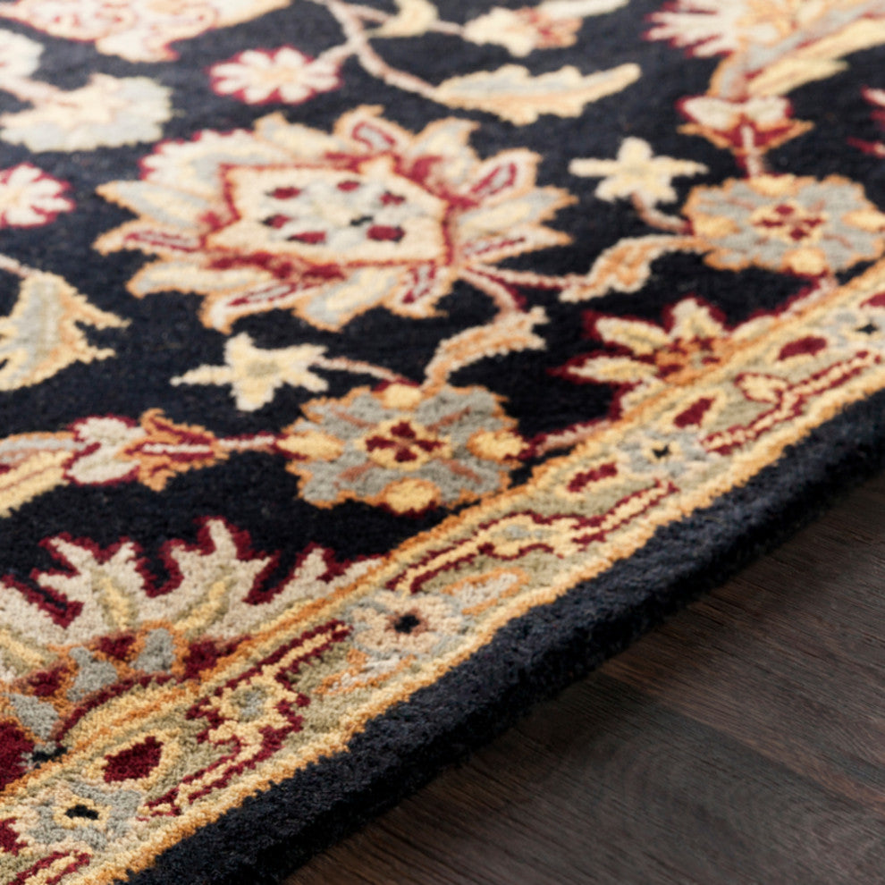 Surya Middleton AWMD-2078 Traditional Area Rug, Black, 8' Round