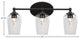 Capri 3-Light Bath Bar, Matte Black/Clear Bubble