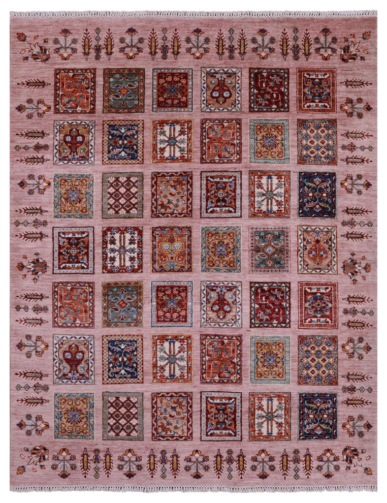 5' 8" X 7' 2" Persian Garden Design Hand Knotted Wool Rug Q11223