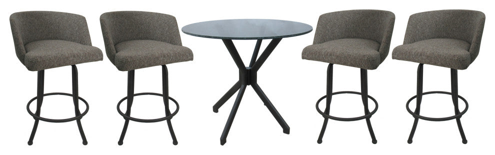 Swivel Counter Metal Pub Set - Joey Stools 26" or 30", Mojave Grey - Grey, 30", Crackle