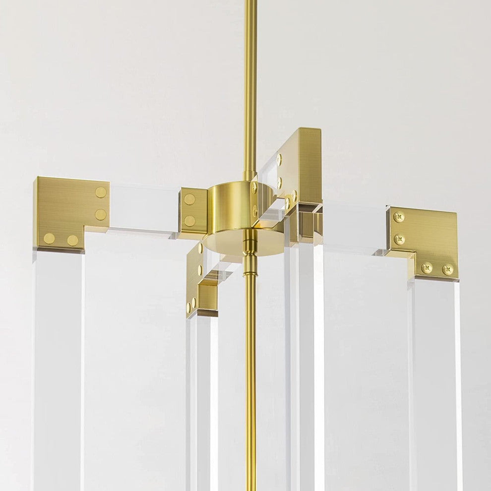8 Light Modern Acrylic Chandelier Gold Square Pendant Light Fixture