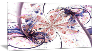 Blue Pink Fractal Flower Pattern, Abstract Wall Art Canvas, 40x20