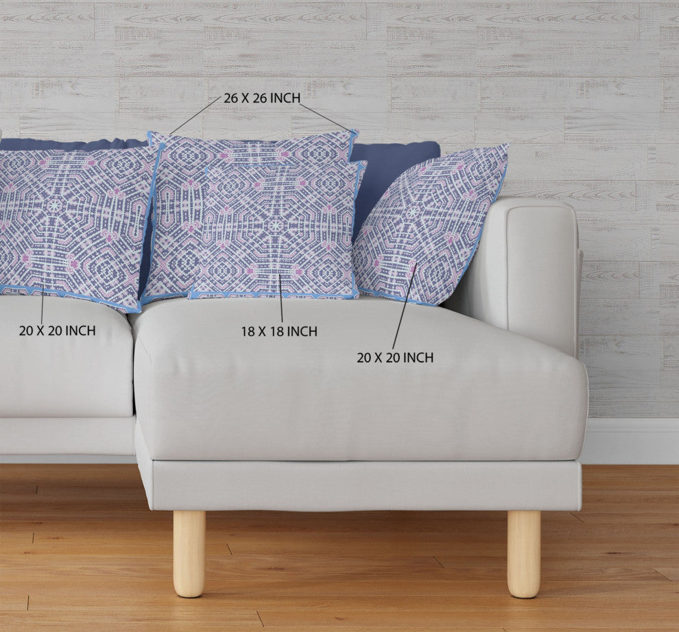 20 Lilac Blue Geostar Indoor Outdoor Throw Pillow