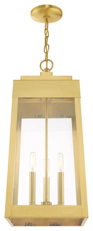 Transitional Outdoor Pendant Lantern, Satin Brass