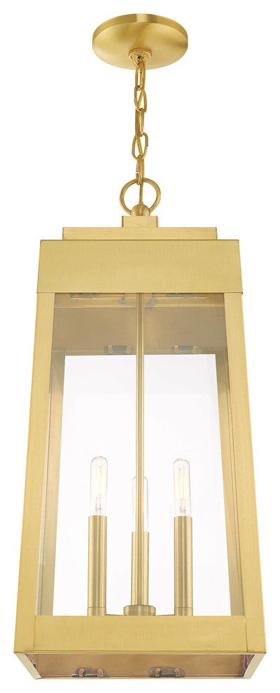 Transitional Outdoor Pendant Lantern, Satin Brass