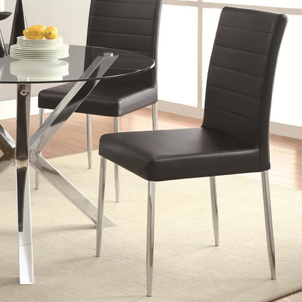 Vance Vinyl Dining Side Chairs, Black, Set of 4