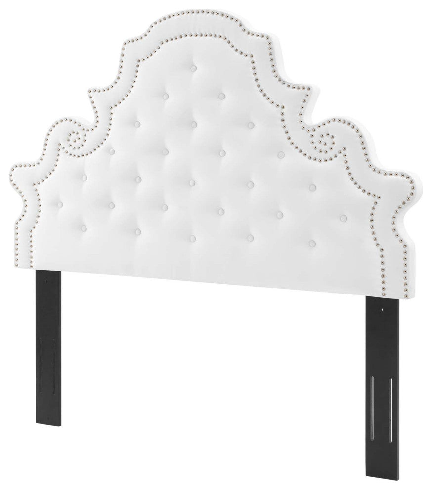 Tufted Headboard, Twin Size, Velvet, White, Modern Contemporary, Bedroom Master