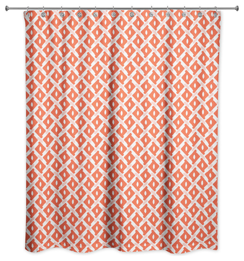 Whimsical Diamond Pattern in Red Shower Curtain