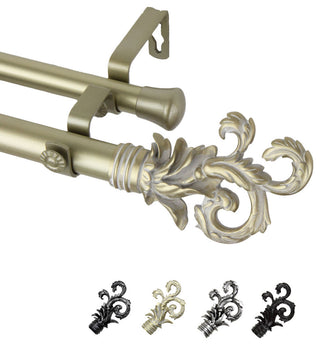 Malina 1" Double Curtain Rod, Light Gold, 28-48"