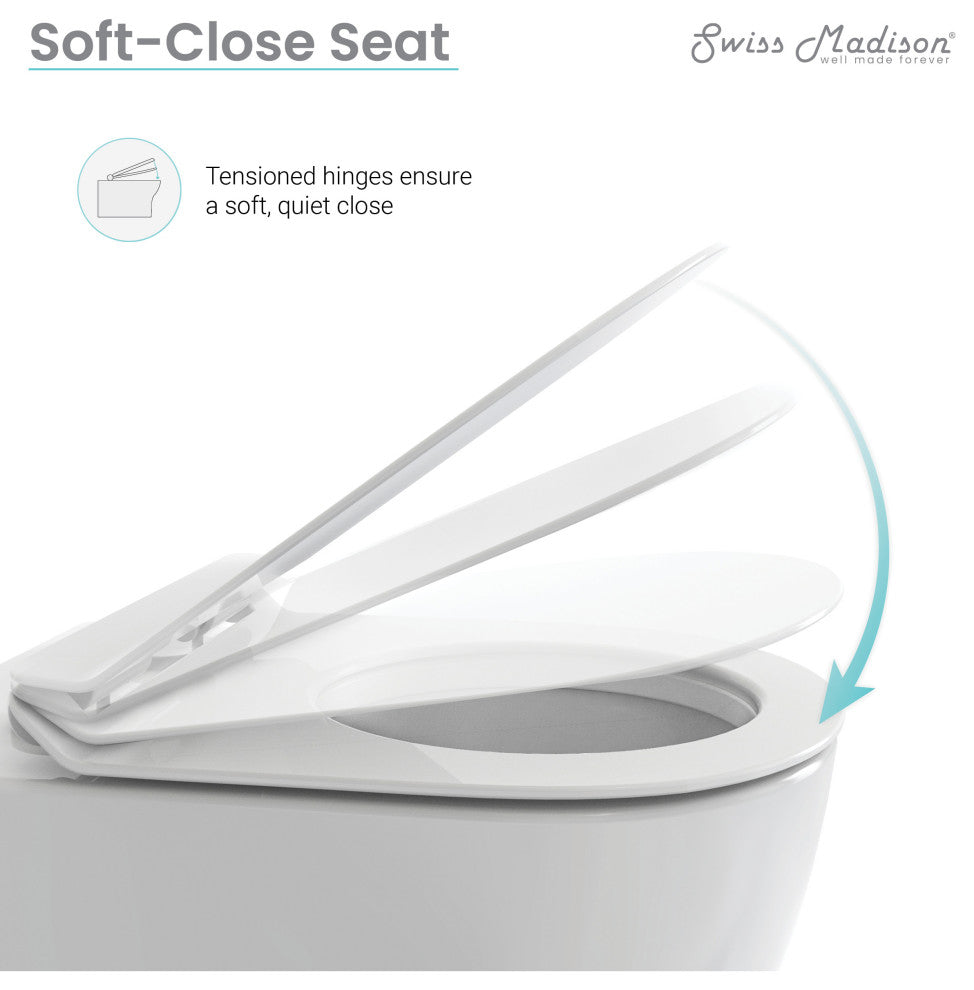 Ivy Wall Hung Elongated Toilet Bowl 0.8/1.28 GPF Dual Flush, Black Hardware