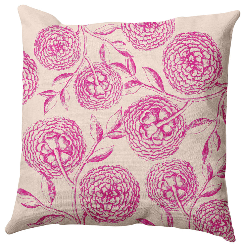 Antique Flowers Decorative Throw Pillow, Orchid, 26"x26"