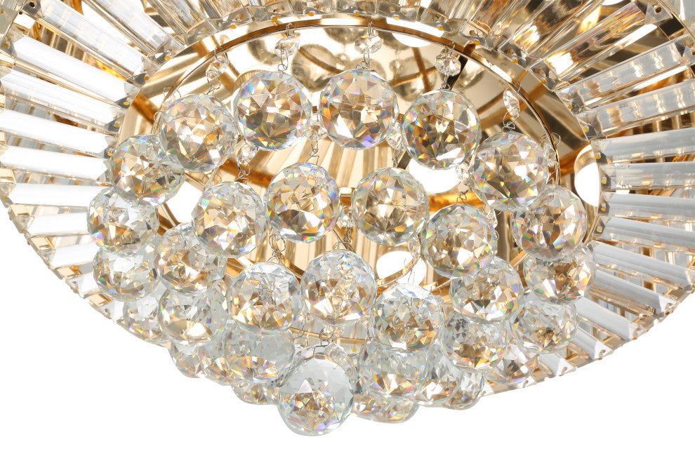 Unique Caged Ceiling Fan with Remote, LED light, Retractable Blades, French Gold