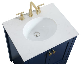 Isabel Single Bathroom Vanity, Blue, 24", Without Backsplash