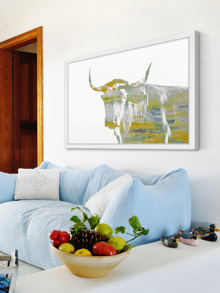 Parvez Taj "Yellow Steer" Framed Painting Print, 36"x24"