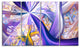 Purple Gold Fractal Plant Stems, Abstract Canvas Art Print, 48"x28", 4 Panels