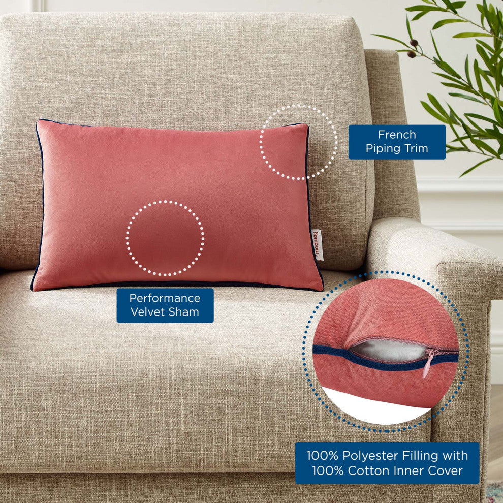 Accent Throw Pillow, Velvet, Red, Modern, Living Lounge Hotel Lobby Hospitality