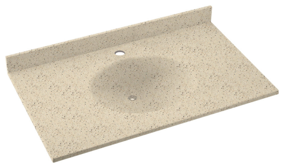 Swan Ellipse Solid Surface Bathroom Vanity Top, Tahiti Desert