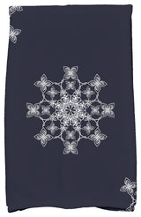 Falling Snow Holiday Geometric Print Kitchen Towel, Navy Blue