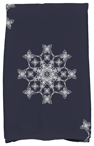 Falling Snow Holiday Geometric Print Kitchen Towel, Navy Blue