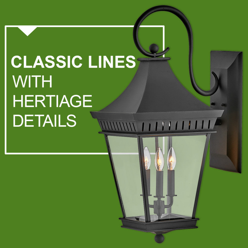 Hinkley Chapel Hill Large Wall Mount Lantern, Museum Black