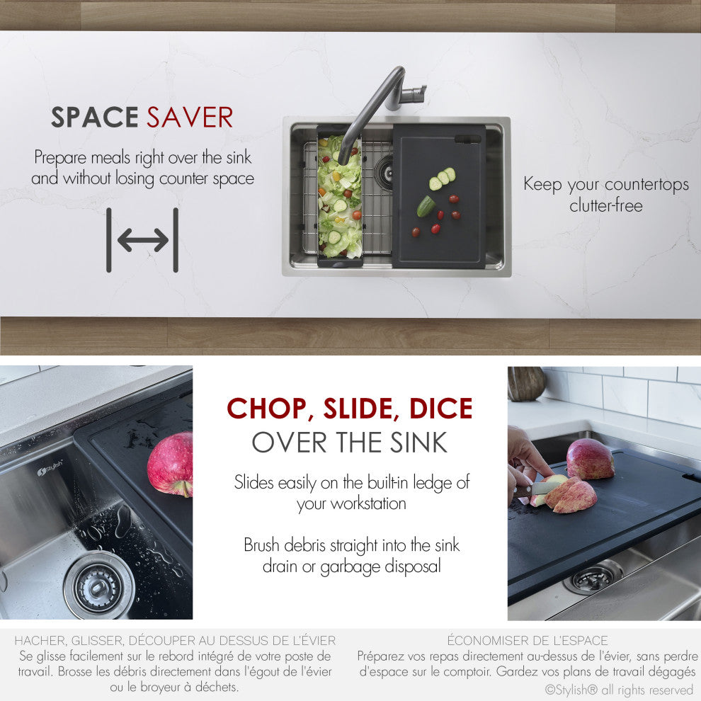 STYLISH Workstation Sink Black Cutting Board A-917