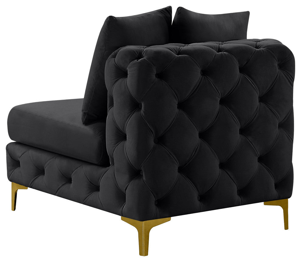 Tremblay Velvet Upholstered Armless Chair, Black