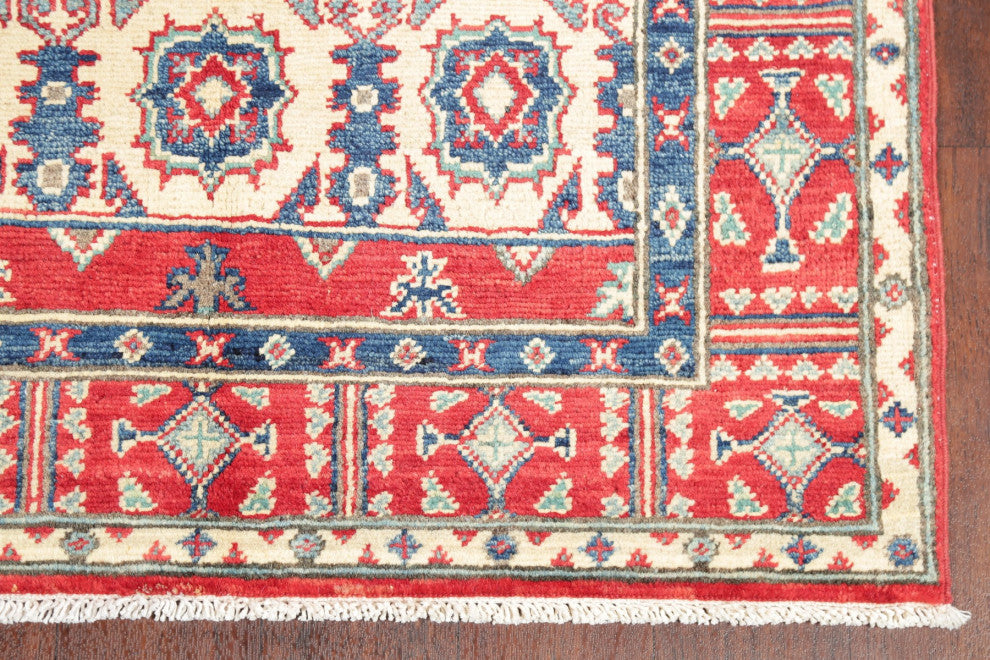 Kazak Oriental Traditional Area Rug Hand Made Pakistani, Blue, 5'0"x3'2