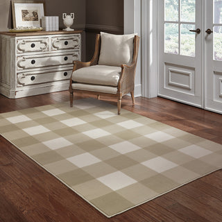 Garson Geometric Squares Area Rug, Beige, 5'3"x7'3"