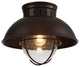 Farmhouse Flush Mount Ceiling Light Fixture, Cage, Glass Shade
