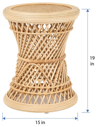 Coron Rattan Stool, Side Table/Planter Stand, Natural