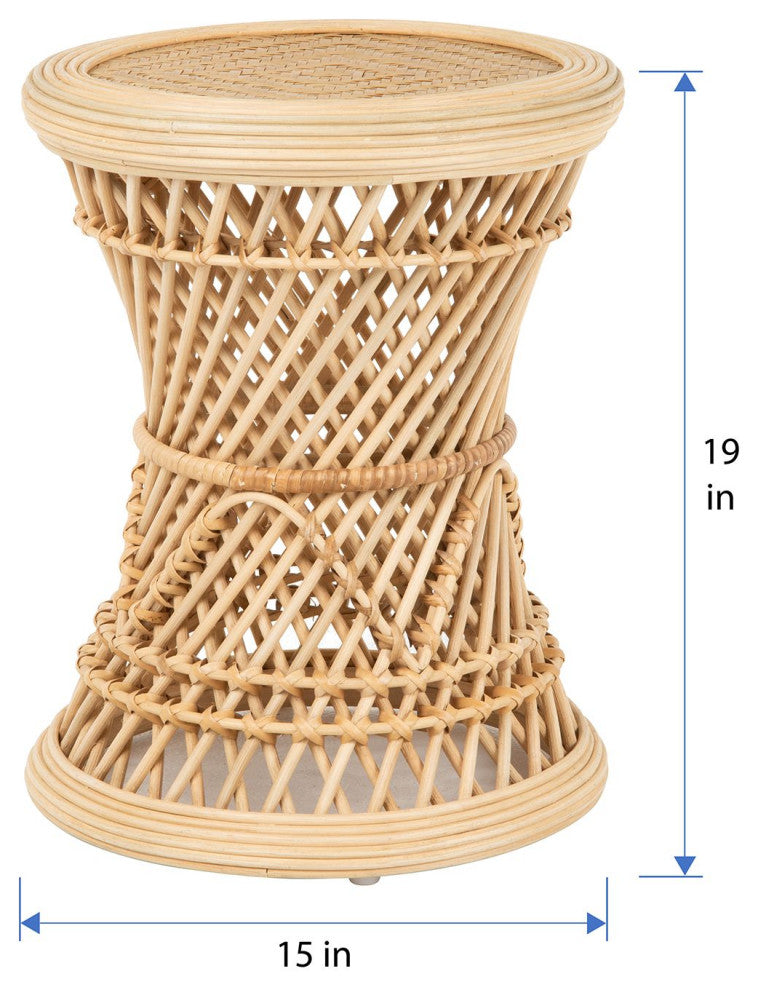 Coron Rattan Stool, Side Table/Planter Stand, Natural