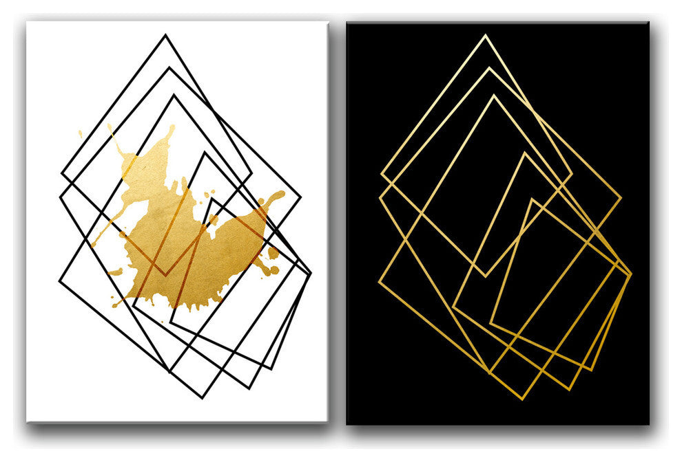 Wrapped Canvas 'Gilt Mod I/IB' 2 Piece Wall Decor, 2-Piece Set, 40"x60"