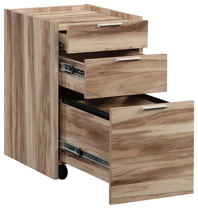 Sauder Bergen Circle Engineered Wood Mobile Pedestal in Kiln Acacia/Brown