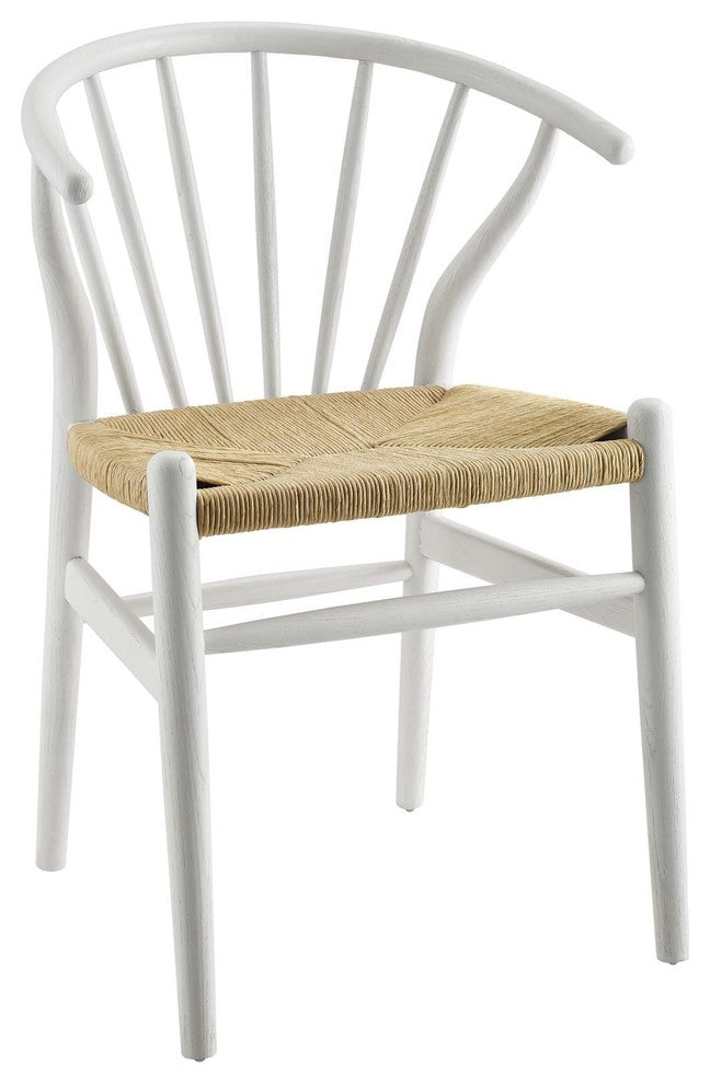Flourish Spindle Wood Dining Side Chair, White