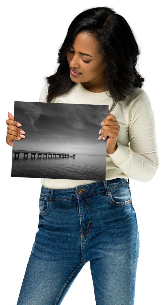End of the Pier Landscape Photo, Beach Unframed Wall Art Print, 8" X 10"