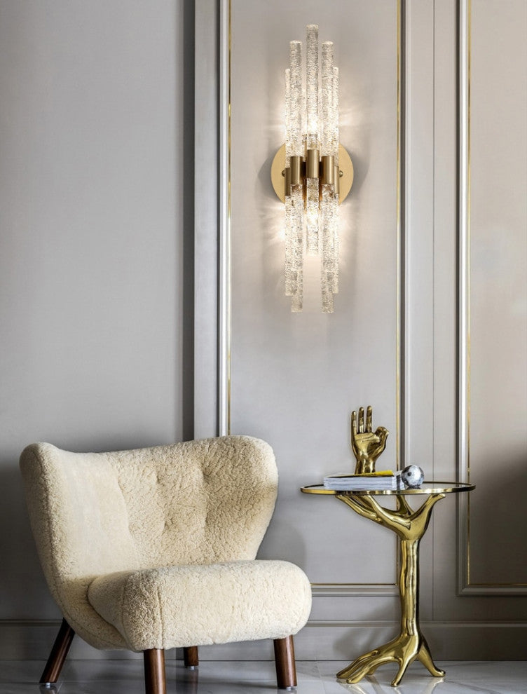 Crystal rod wall light fixture for bedside, living room., 2 Style