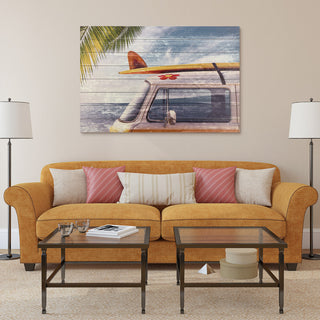 "Beach Bound" Wall Art Giclee Printed On Solid Fir Wood Planks