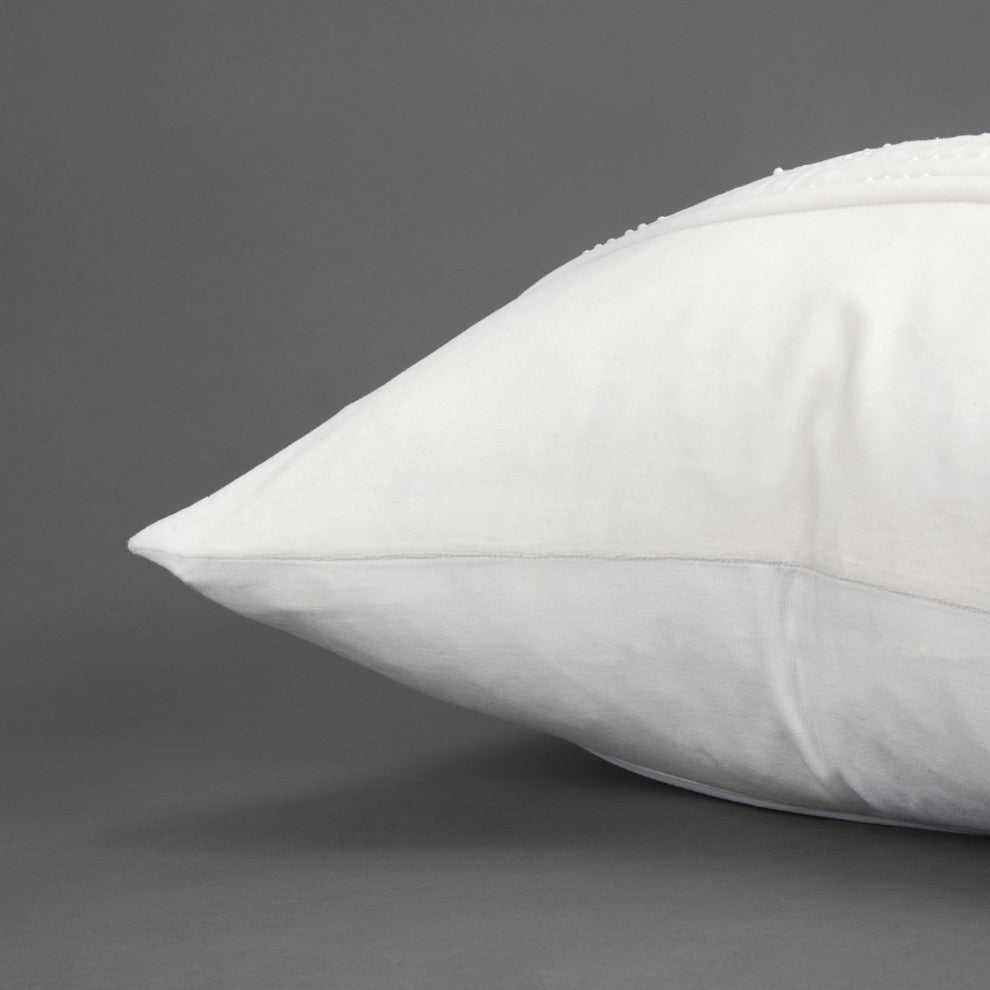 White Beaded Pin Tuck Transitional Throw Pillow