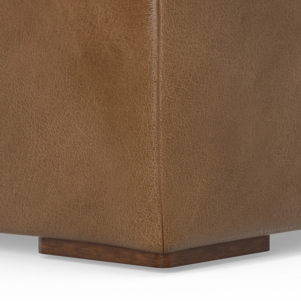 Rex Ottoman in Genuine Leather , Fully Assembled