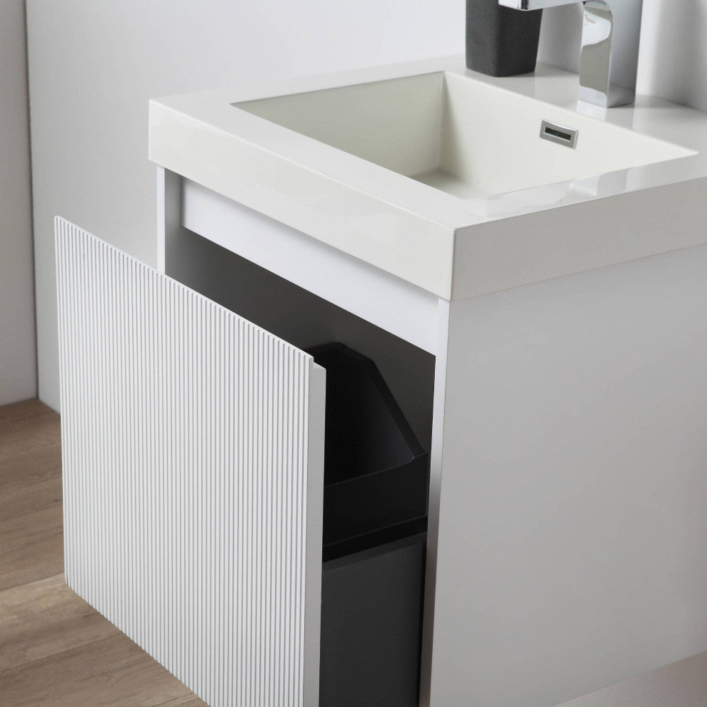 Floating Bathroom Vanity with Sink, Wall Mounted Vanity, White, 20'' W/ Sink