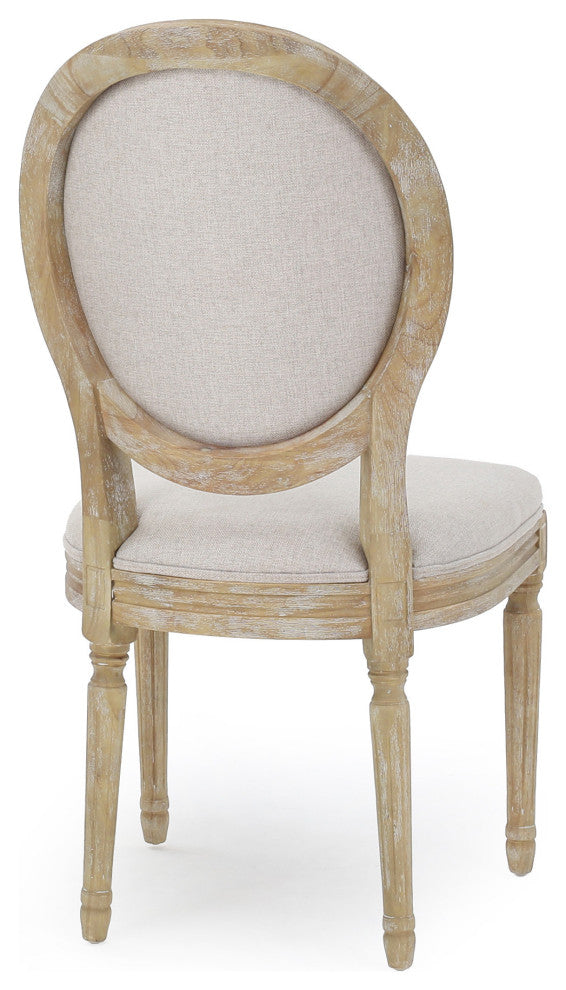 GDF Studio Phinnaeus French Country Fabric Dining Chairs (Set of 2), Griege/Natural