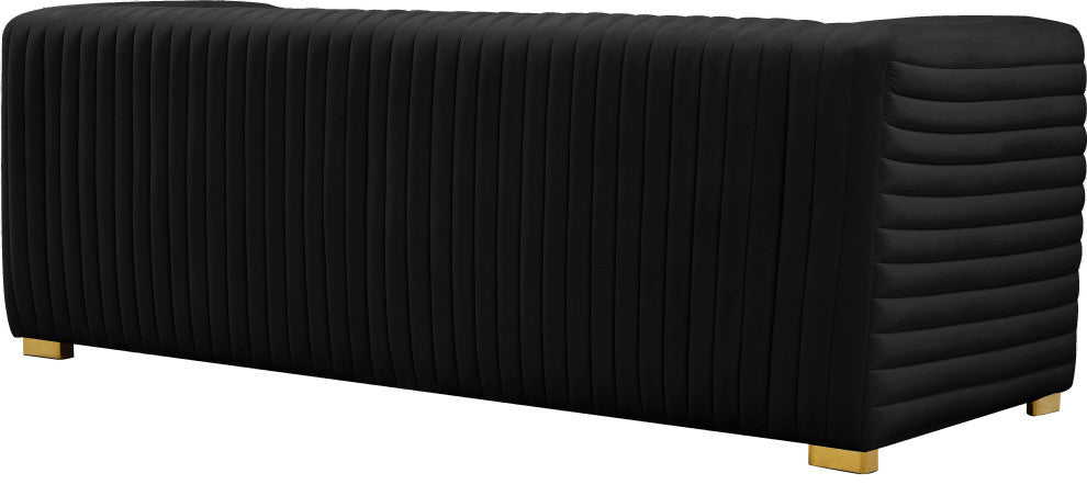 Ravish Velvet Upholstered Chair, Black, Sofa