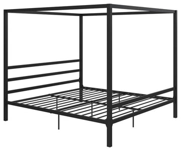 DHP Modern Metal Canopy Poster Bed in King in Black