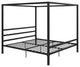 DHP Modern Metal Canopy Poster Bed in King in Black